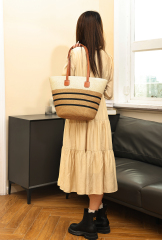 Fashionable Simple Large Capacity Straw Woven Bag Handbag Underarm Bag for Vacation