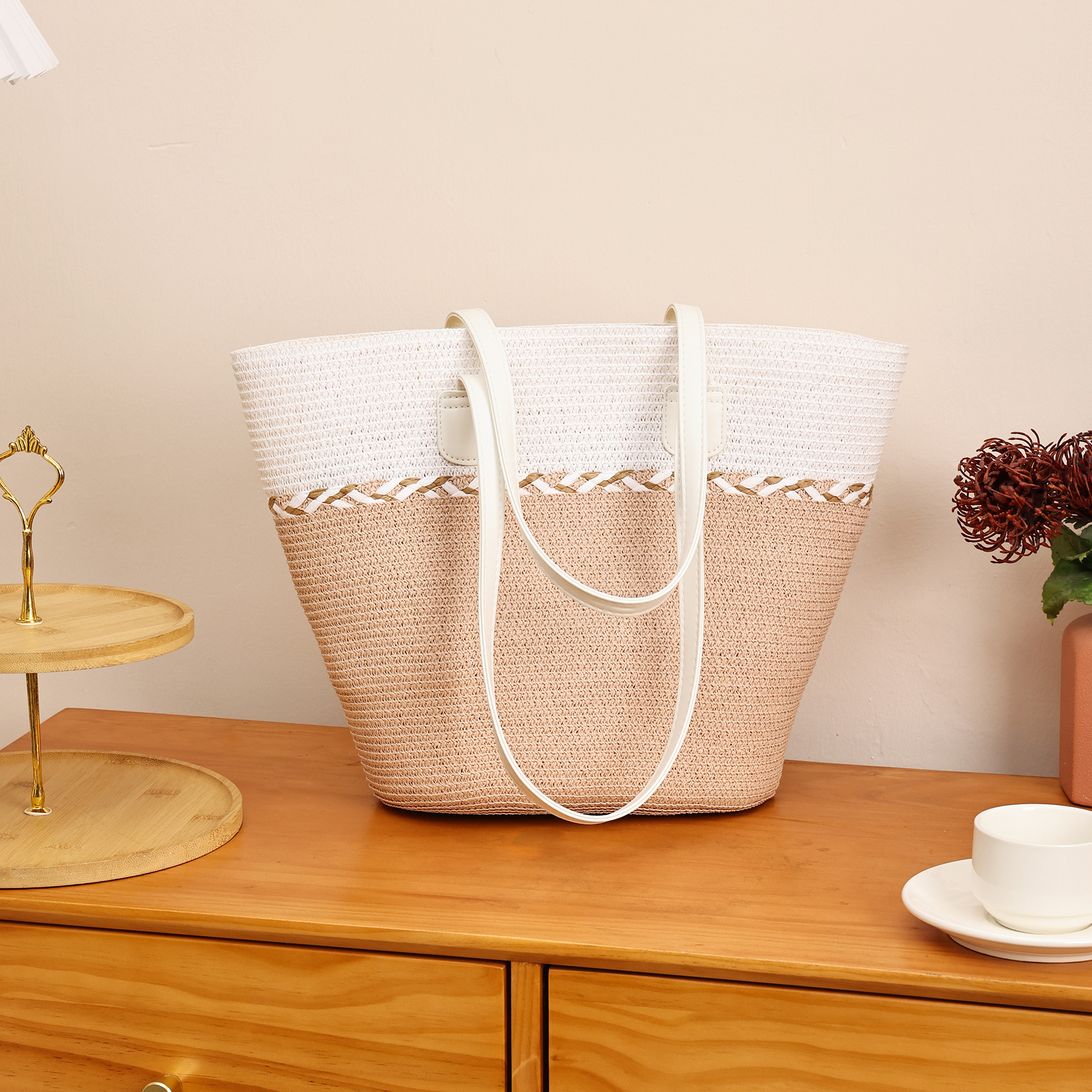 Multi Functional Summer Beach Women Straw Bag Handbag Underarm Bag for Shopping