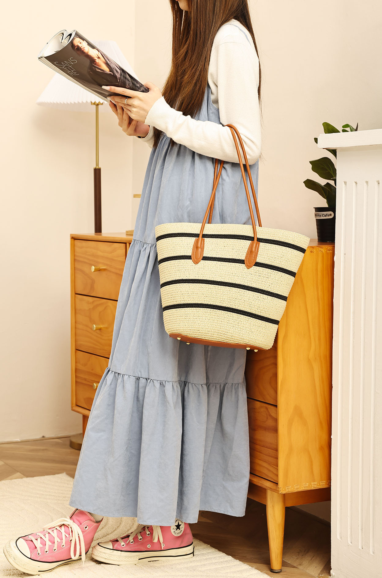 Factory Wholesale Summer Woven Casual Straw Bag Tote Bag Handbag for Travel