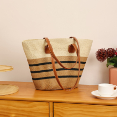 Fashionable Simple Large Capacity Straw Woven Bag Handbag Underarm Bag for Vacation