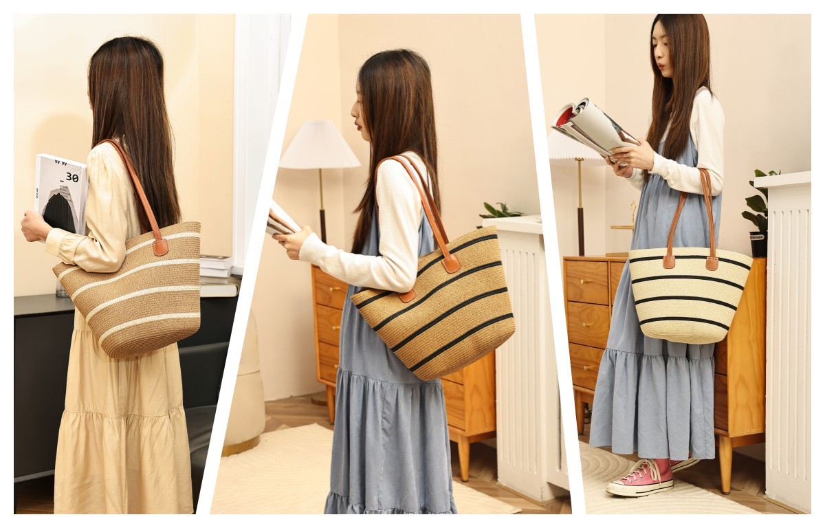 Popular New Simple Fashion Women's Straw Bag Underarm Bags Handbag for Sandbeach