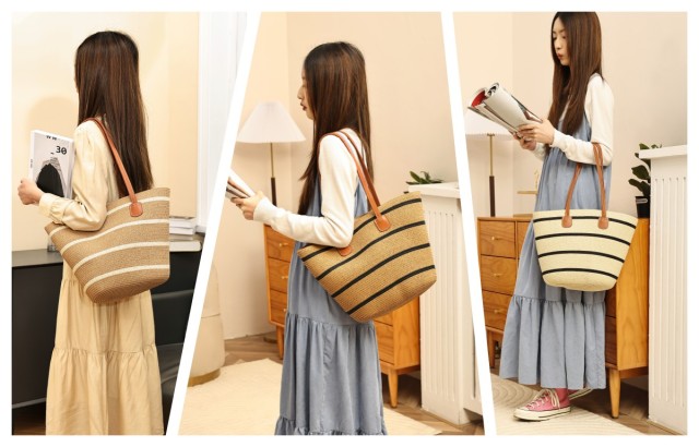Popular New Simple Fashion Women's Straw Bag Underarm Bags Handbag for Sandbeach