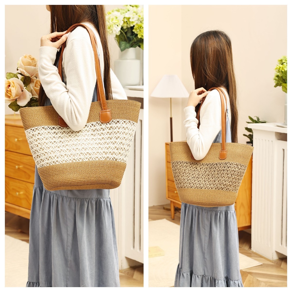 Fashionable Summer Beach Travel Straw Bag Handbag Underarm Bag for Outing