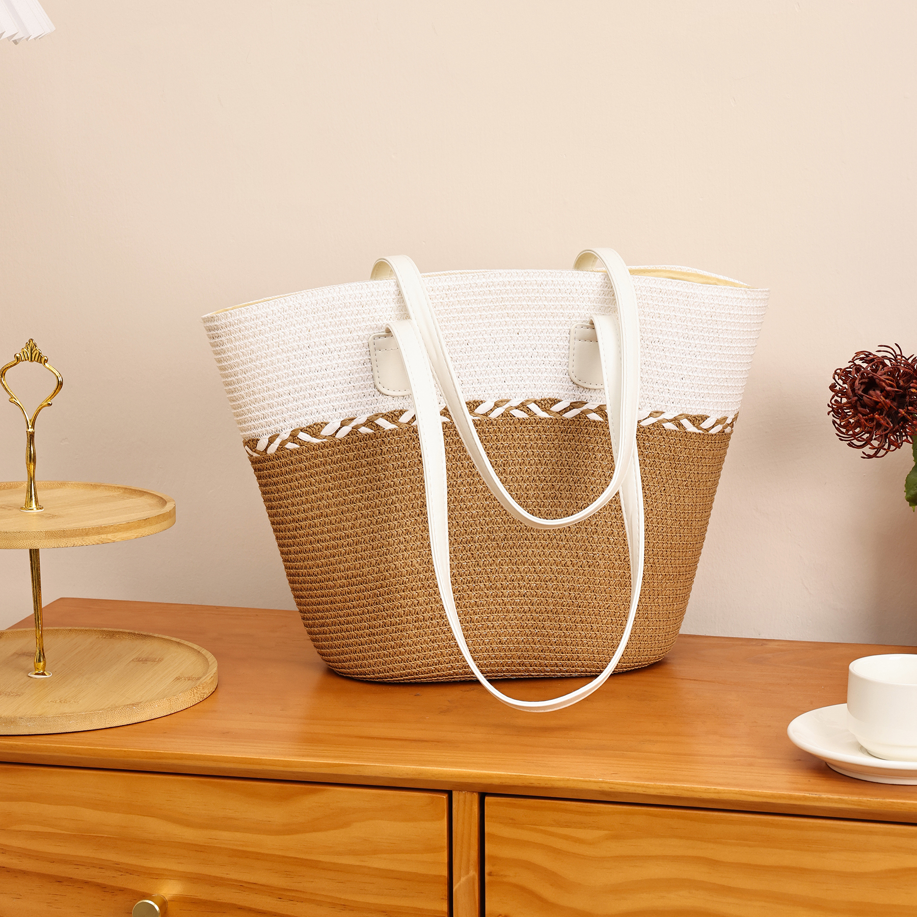 Multi Functional Summer Beach Women Straw Bag Handbag Underarm Bag for Shopping