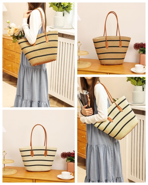 Factory Wholesale Summer Woven Casual Straw Bag Tote Bag Handbag for Travel