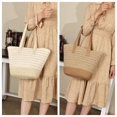 Multi Functional Simple Design Large Capacity Summer Beach Straw Woven Bag Handbag for Women