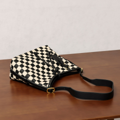 Versatile Checkered Hobo Bag with Stylish Trims