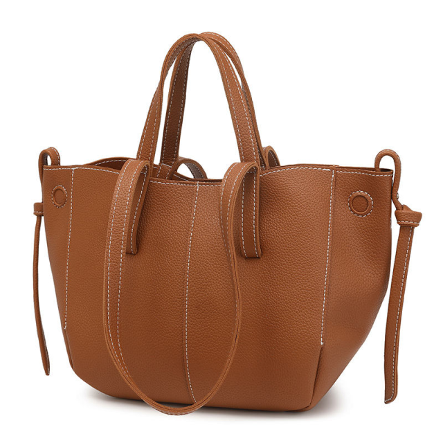 Timeless Textured Leather Tote with Versatile Carrying Options