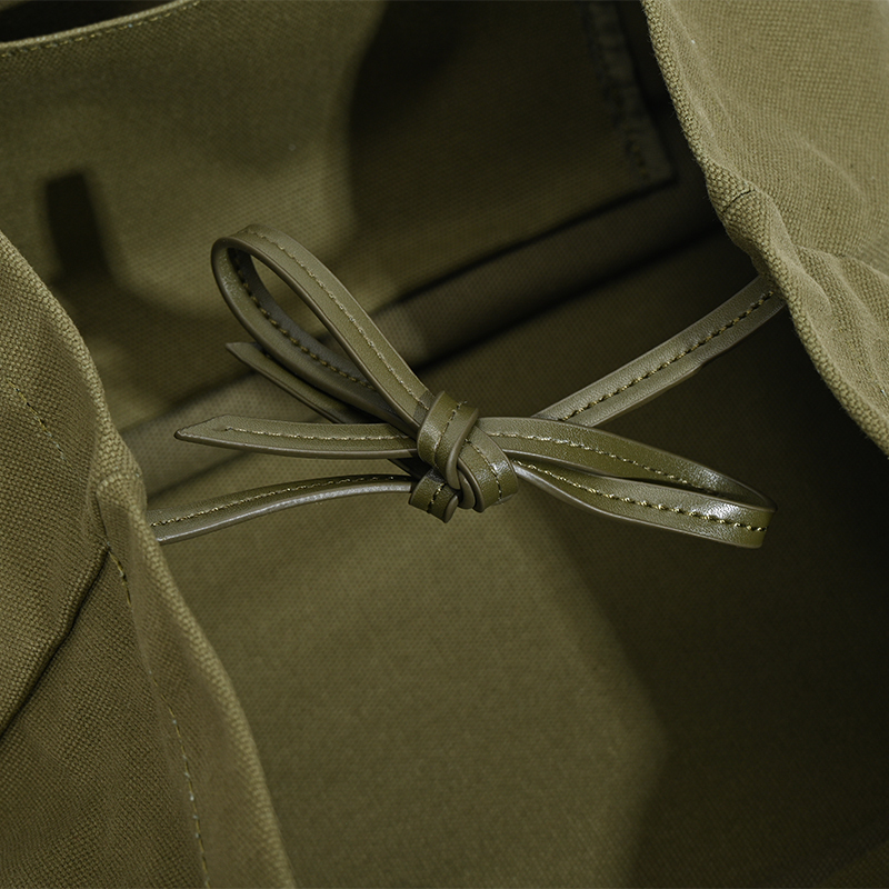 Spacious Canvas Tote Bag with Leather - Like Handles in Classic Black White and Olive Green for Versatile Daily Use