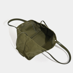 Spacious Canvas Tote Bag with Leather - Like Handles in Classic Black White and Olive Green for Versatile Daily Use