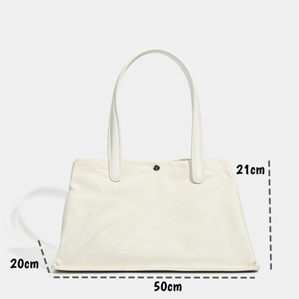 Spacious Canvas Tote Bag with Leather - Like Handles in Classic Black White and Olive Green for Versatile Daily Use