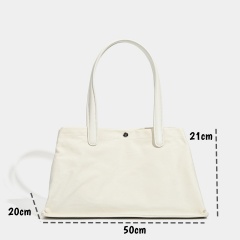 Spacious Canvas Tote Bag with Leather - Like Handles in Classic Black White and Olive Green for Versatile Daily Use
