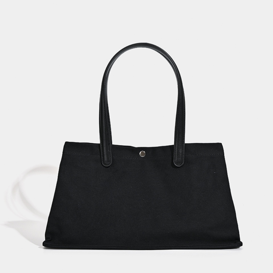 Spacious Canvas Tote Bag with Leather - Like Handles in Classic Black White and Olive Green for Versatile Daily Use