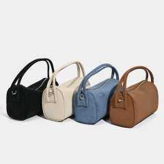 Unique Sculpted Suede Bag with Dual Handles and Detachable Strap in Versatile Elegant Colors