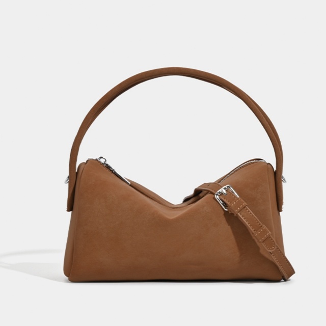 Unique Sculpted Suede Bag with Dual Handles and Detachable Strap in Versatile Elegant Colors