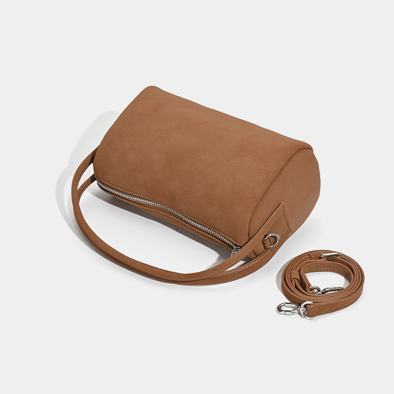 Unique Sculpted Suede Bag with Dual Handles and Detachable Strap in Versatile Elegant Colors