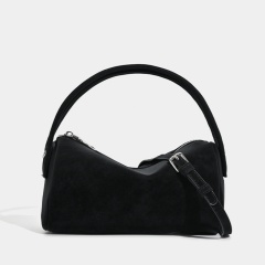 Unique Sculpted Suede Bag with Dual Handles and Detachable Strap in Versatile Elegant Colors