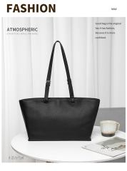 Minimalist Large-Capacity PU Leather Tote Bag - Versatile Work & Travel Shoulder Bag