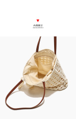 Woven Straw Tote Bag with Lace Bow - Summer Beach & Vacation Shoulder Bag