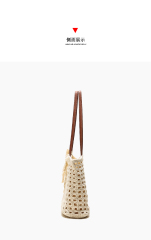 Woven Straw Tote Bag with Lace Bow - Summer Beach & Vacation Shoulder Bag