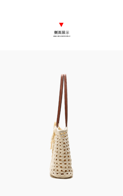 Woven Straw Tote Bag with Lace Bow - Summer Beach & Vacation Shoulder Bag