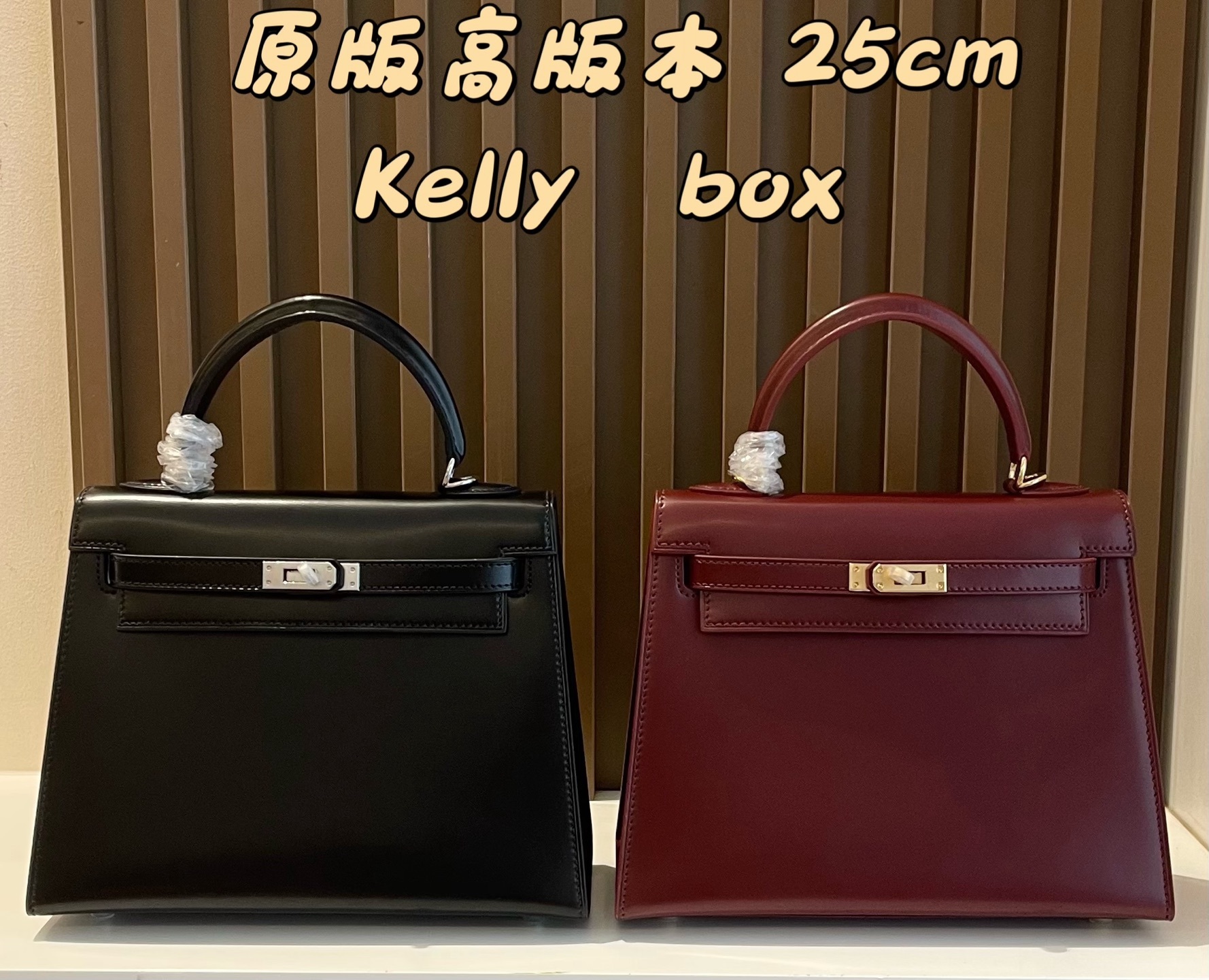 Premium Box Calf Leather Top Handle Bag - Classic Handmade Stitching 19cm/22cm/25cm