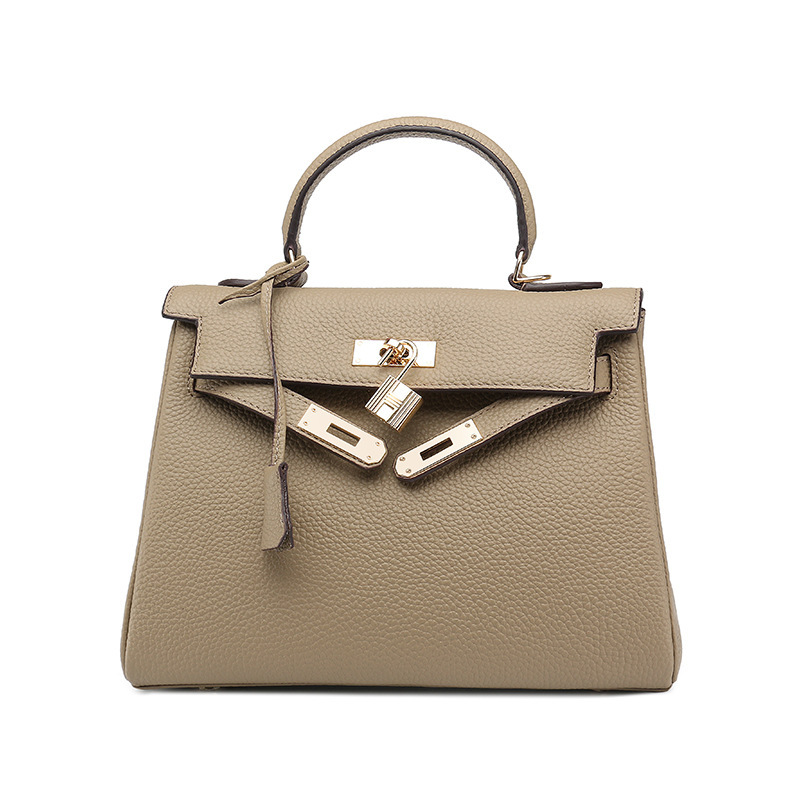 Top layer cowhide Kelly bag - premium leather luxury brand women's bag for fashion casual use, versatile single-shoulder crossbody bag