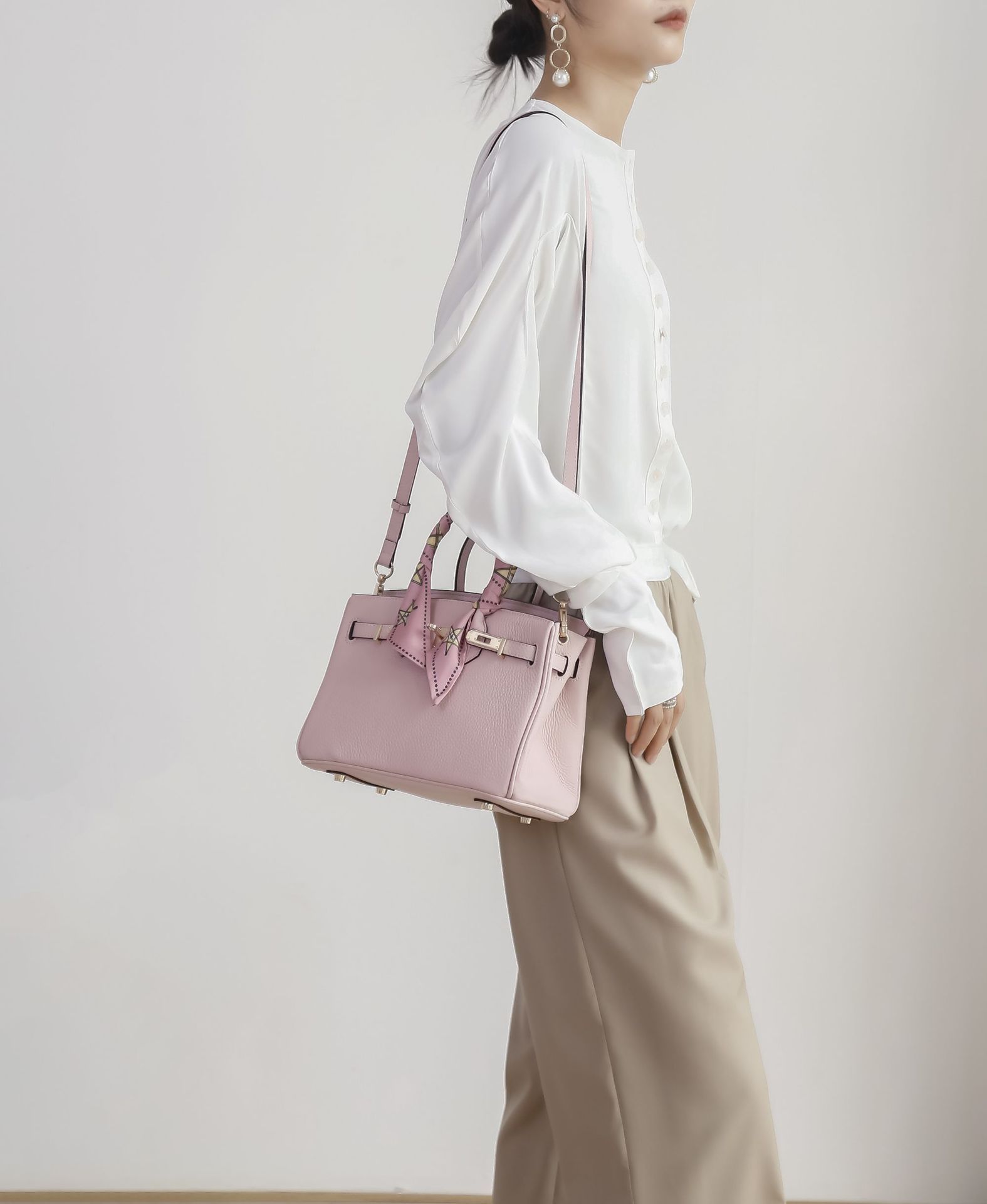 Women's Genuine Top-Grain Cow Leather Structured Handbag, Large-Capacity Top Handle Shoulder Crossbody Bag with Lock Closure