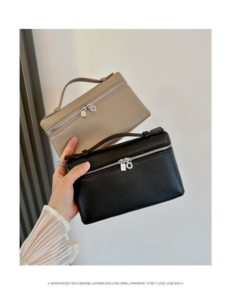 English rendering: Top-Grain Leather Mini Box Bag for Women, Structured Handheld Shoulder Bag with Crossbody Strap,