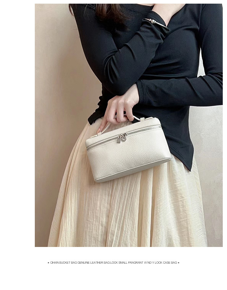 English rendering: Top-Grain Leather Mini Box Bag for Women, Structured Handheld Shoulder Bag with Crossbody Strap,