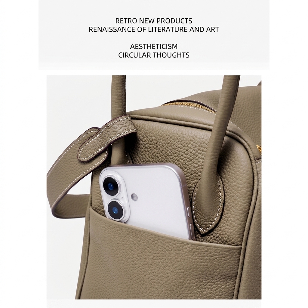 Women's Genuine Top-Grain Leather Pillow Shoulder Bag, Soft Litchi-Grain Cowhide Crossbody Handbag with Zipper Closure