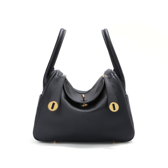 Women's Genuine Top-Grain Leather Pillow Shoulder Bag, Soft Litchi-Grain Cowhide Crossbody Handbag with Zipper Closure