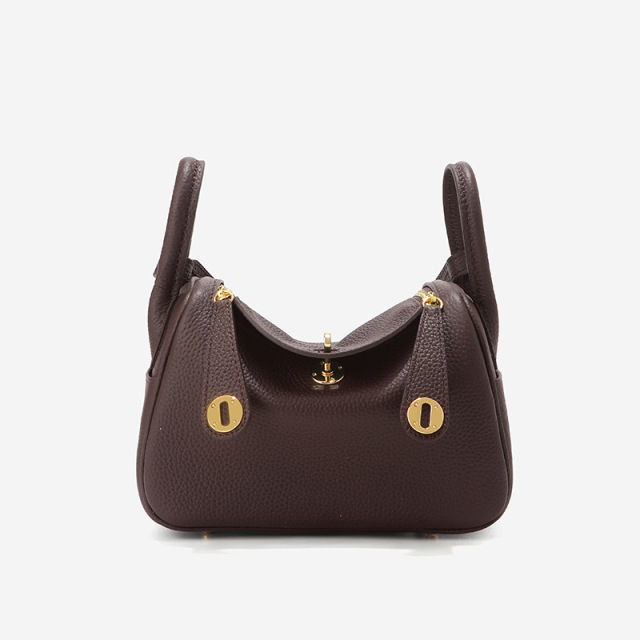Women's Genuine Top-Grain Leather Pillow Shoulder Bag, Soft Litchi-Grain Cowhide Crossbody Handbag with Zipper Closure