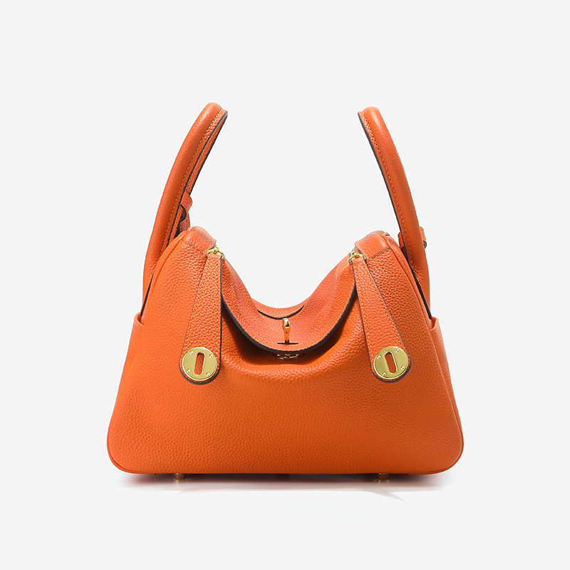 Women's Genuine Top-Grain Leather Pillow Shoulder Bag, Soft Litchi-Grain Cowhide Crossbody Handbag with Zipper Closure