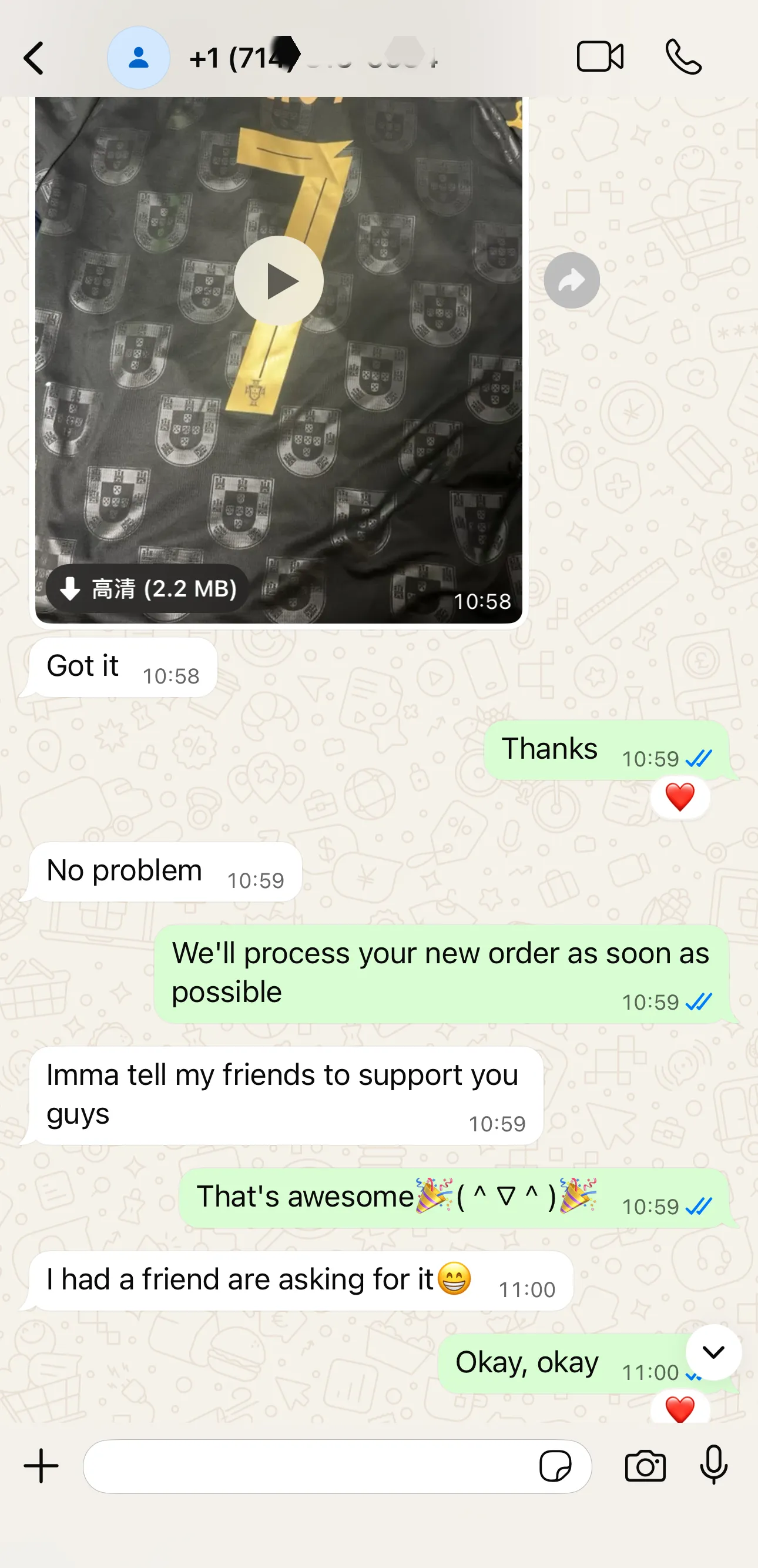 Positive customer feedback after delivery