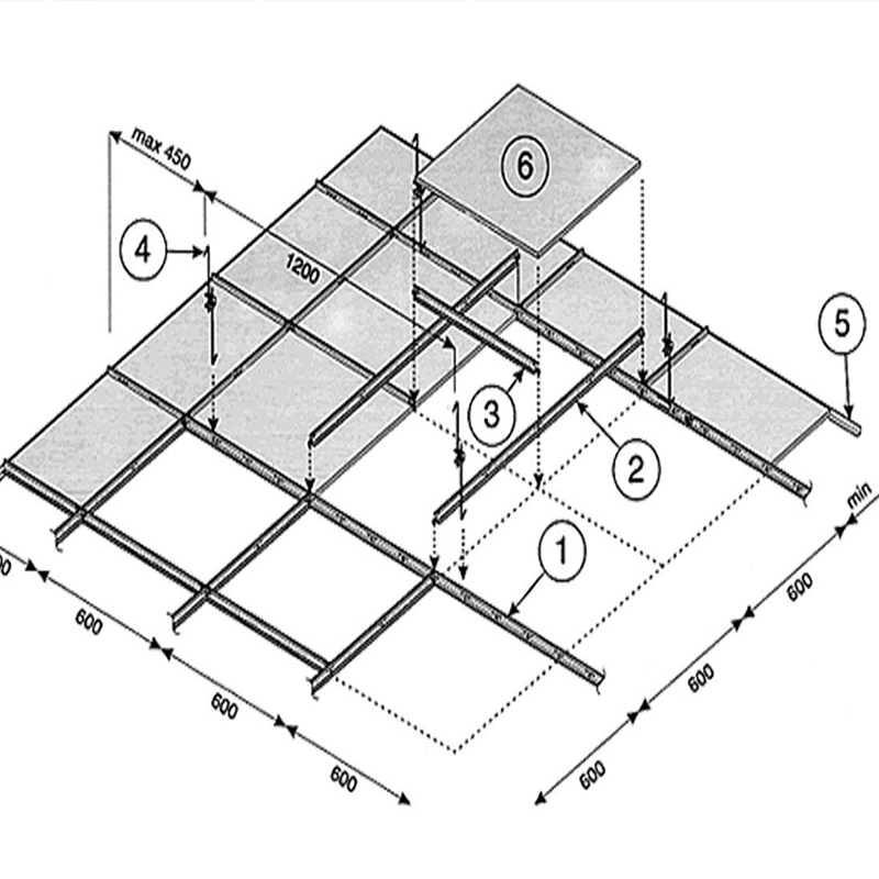 Suspended ceiling grid layout and material quantity planning