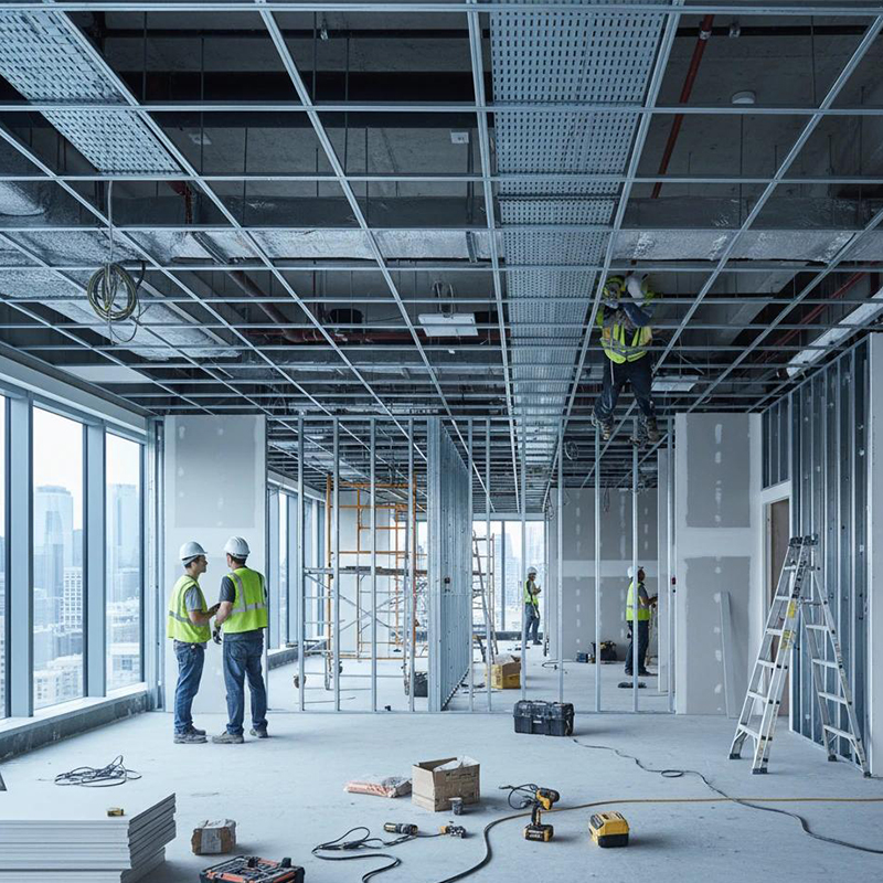 Commercial ceiling construction project and material planning