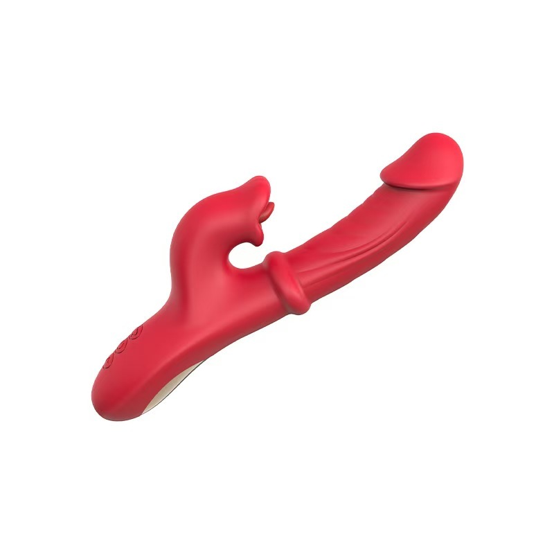 Thrusting Vibrator Sex Toys, Dildos Adult Sex Toy for Women G Spot Vibrator with Sliding Ring 7 Thrusting Dildo & 10 Tongue Licking 10 Vibrating Modes, Rabbit Vibrators for Female Couples Games