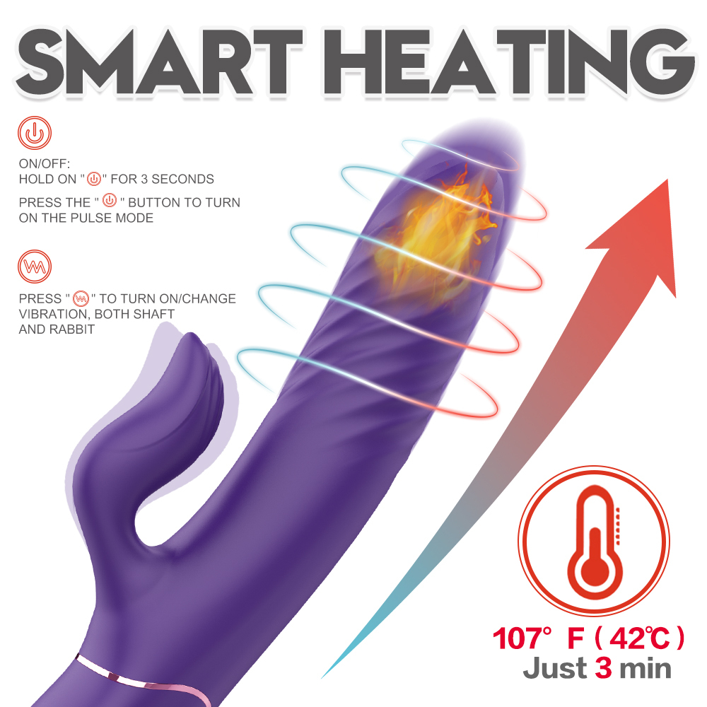 Factory Supply Fashion Design 10 Frequencies Sex toy Woman, Massage Rabbit Dildo Intelligent, Heating Vibrator