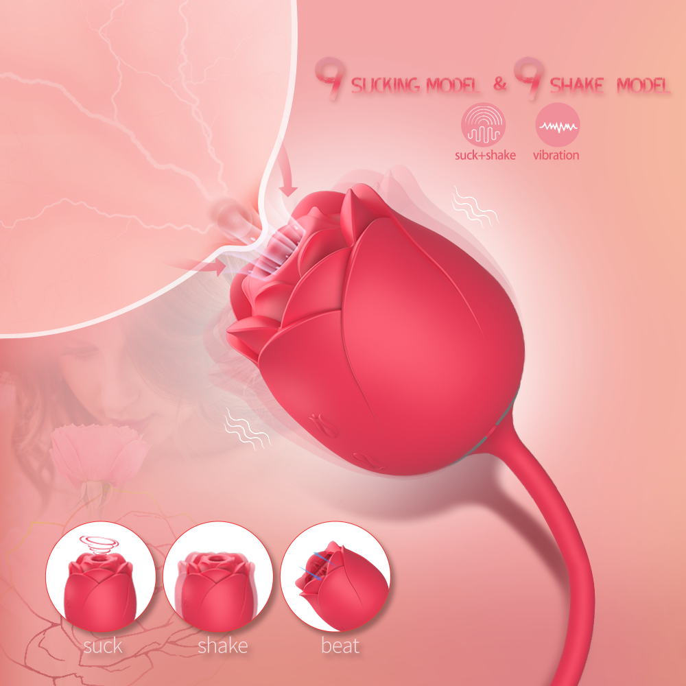 Immortal Flower 9- Sucking Rose, Love Egg Vibrator Sex Toy for Women