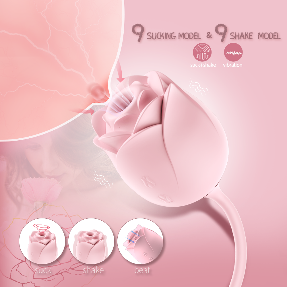 Immortal Flower 9- Sucking Rose, Love Egg Vibrator Sex Toy for Women