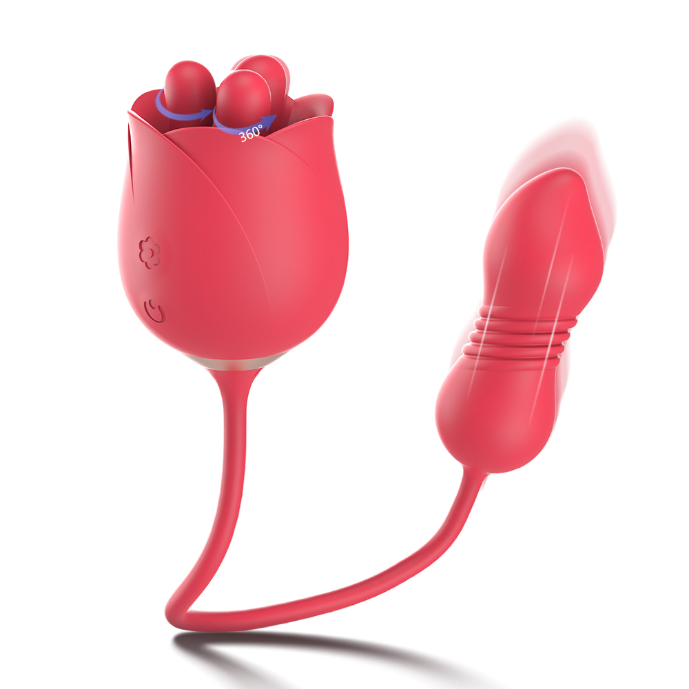 Rose vibrators adult toy women, Vibrating pink rose sex toy with tongue vibrator for female