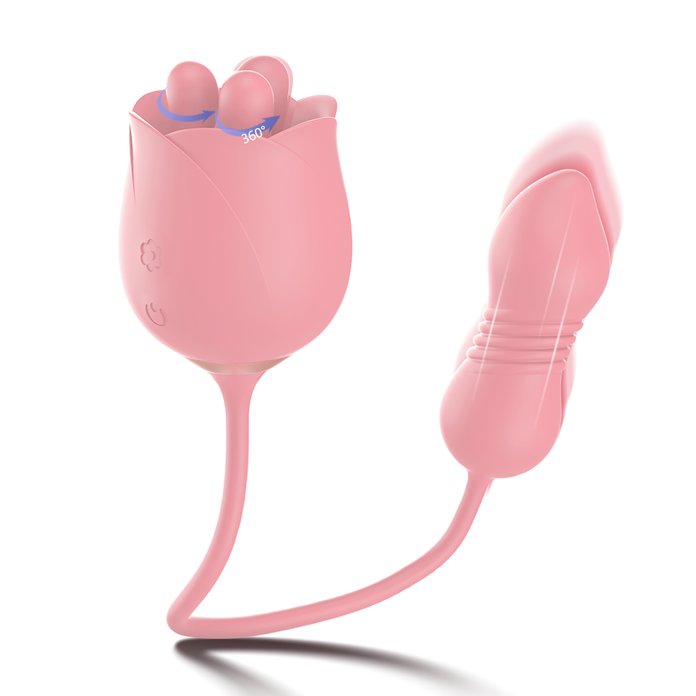 Rose vibrators adult toy women, Vibrating pink rose sex toy with tongue vibrator for female