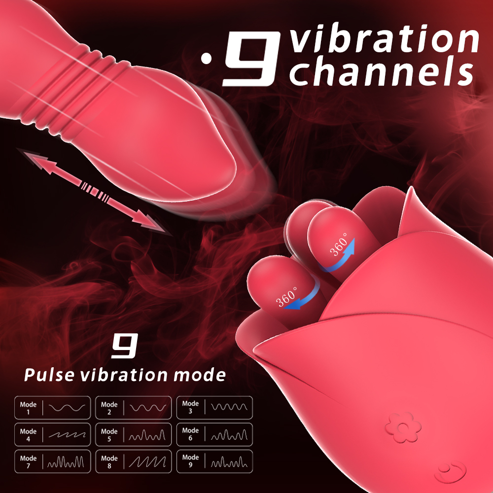 Rose vibrators adult toy women, Vibrating pink rose sex toy with tongue vibrator for female
