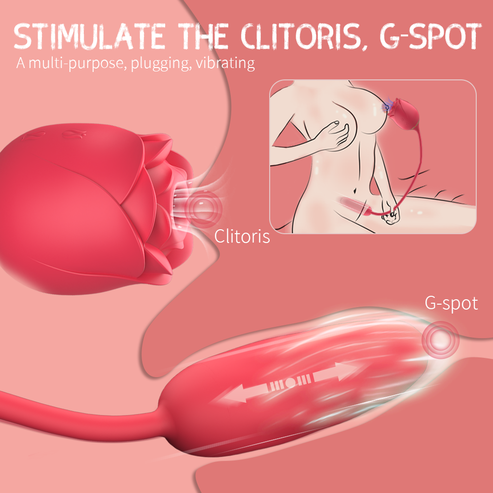 Immortal Flower 9- Sucking Rose, Love Egg Vibrator Sex Toy for Women