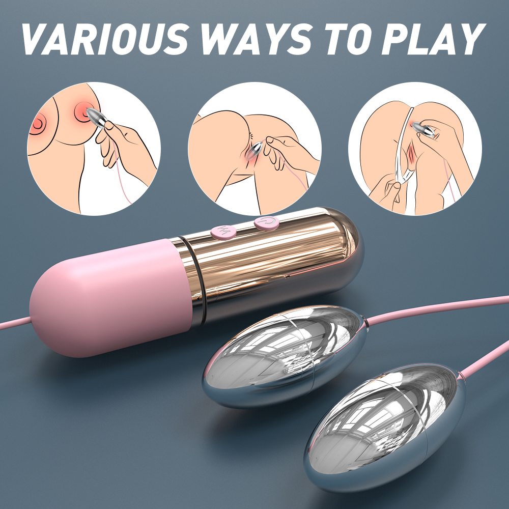 Metal double shock instant orgasm vibrator, female sex tools, adult masturbation equipment