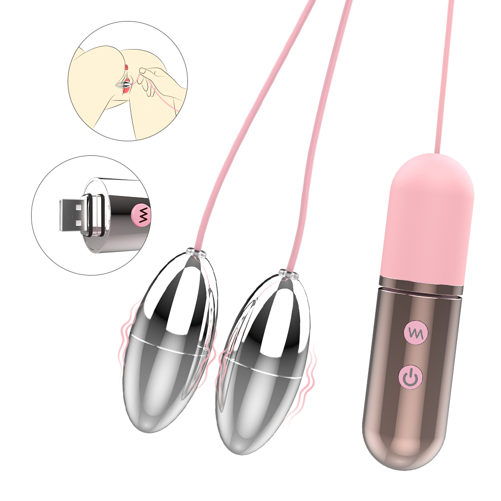 Metal double shock instant orgasm vibrator, female sex tools, adult masturbation equipment