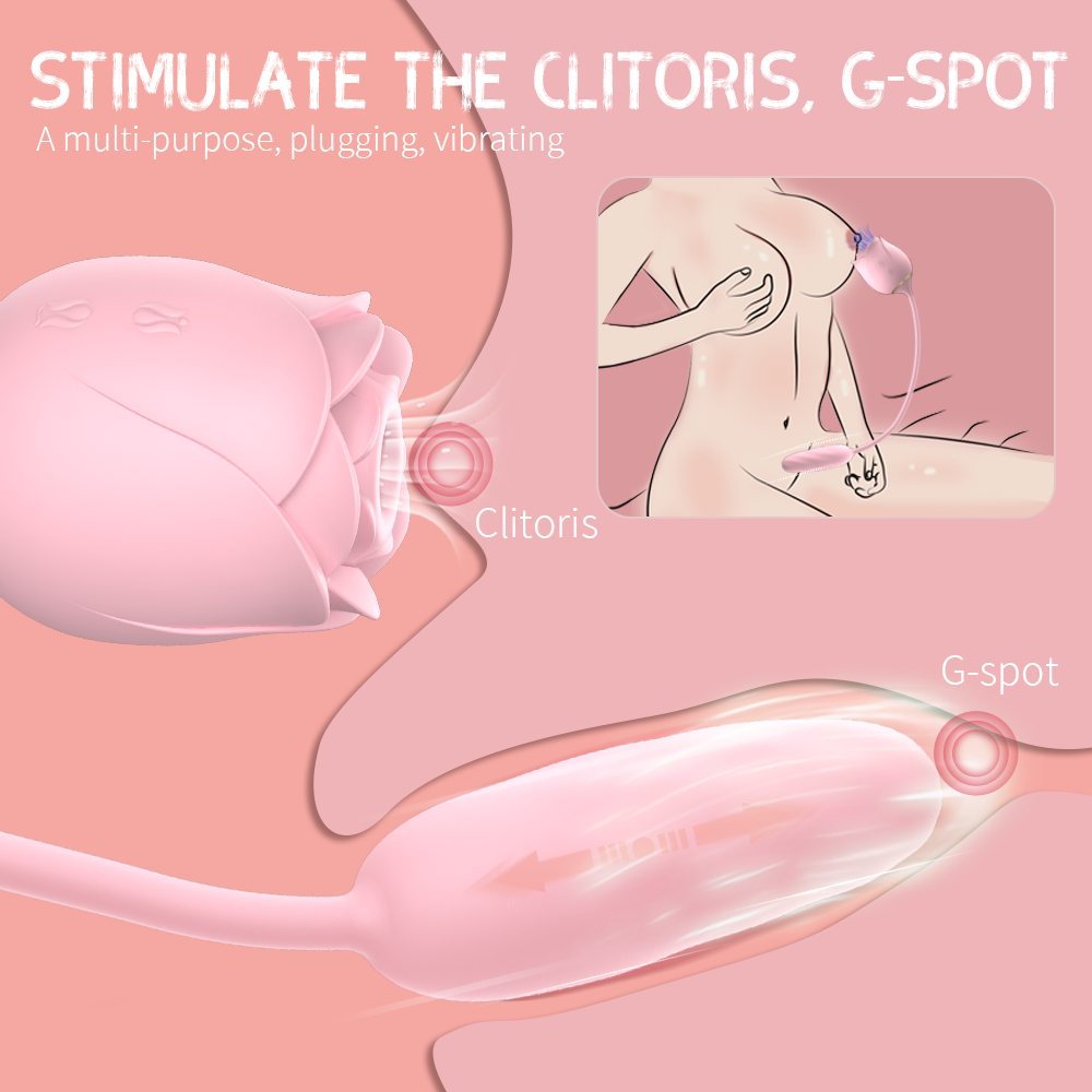 Immortal Flower 9- Sucking Rose, Love Egg Vibrator Sex Toy for Women