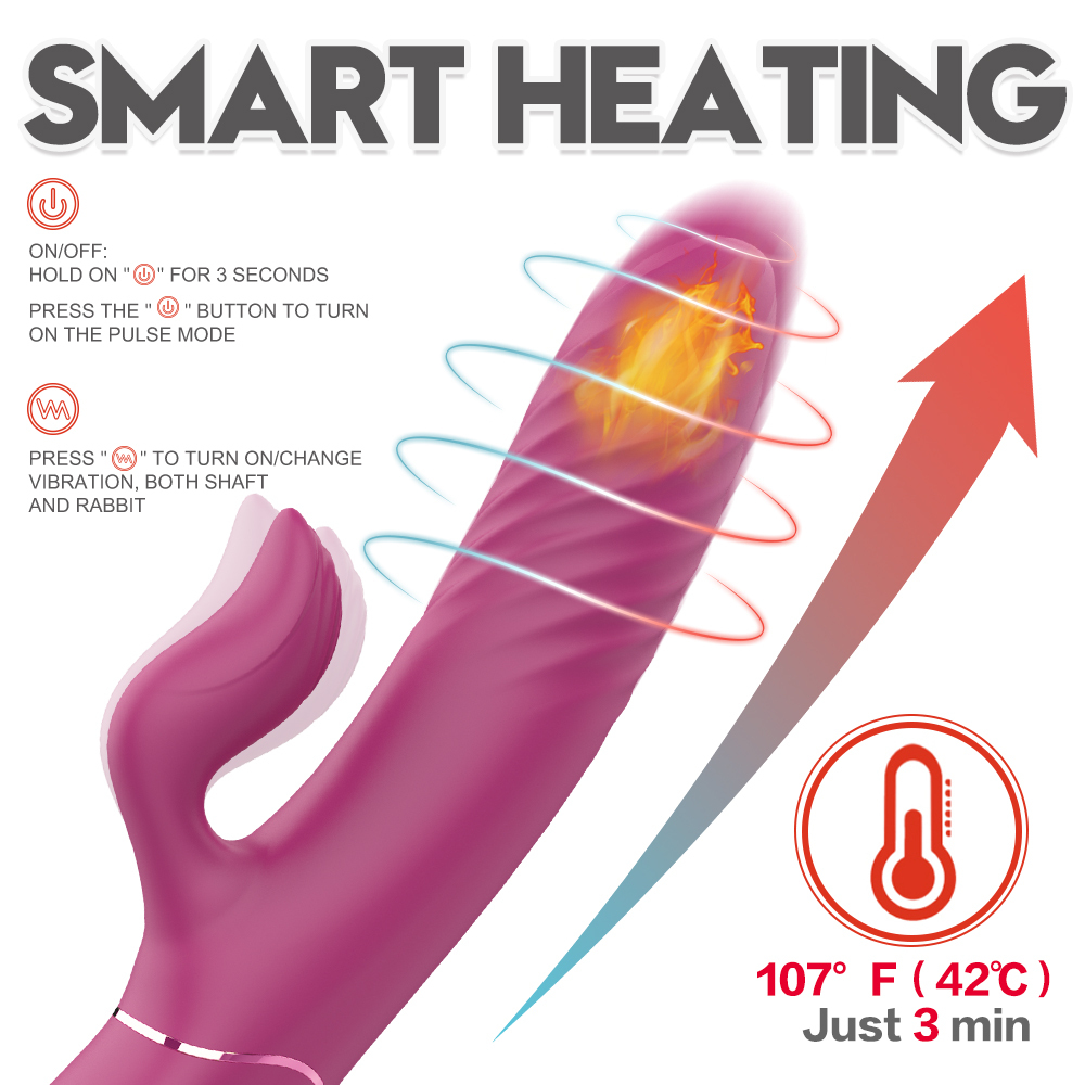 Factory Supply Fashion Design 10 Frequencies Sex toy Woman, Massage Rabbit Dildo Intelligent, Heating Vibrator