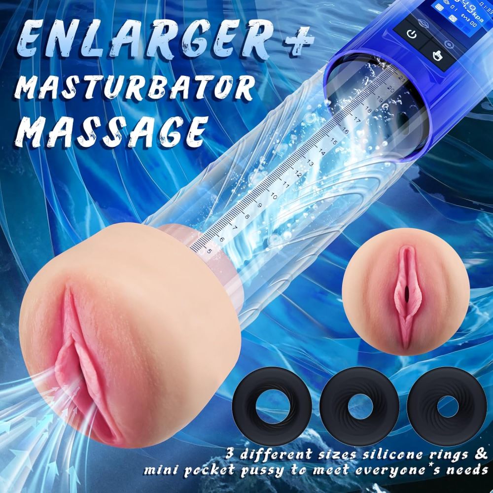 Male Sex Toys Penis Pump for Men - Adult Toys Electric Penis Enlarge Vacuum Pump, Waterproof High-Vacuum Penis Enlarg